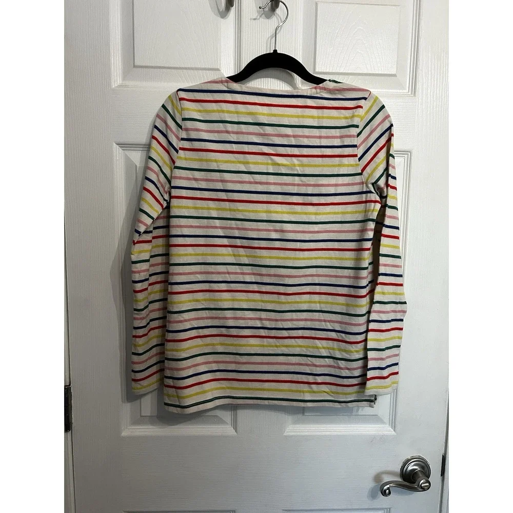 NWT‎ Boden Girls 15-16 y Shirt Striped Long Sleeve Boat Neck Top Rainbow Cotton